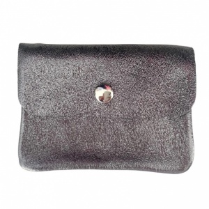 Leather Purse - Metallic Grey